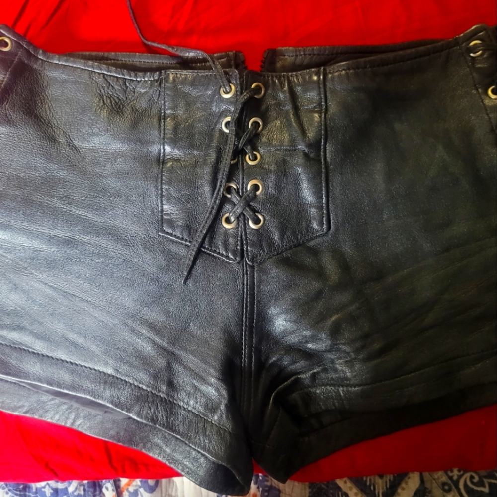 Leather shorts